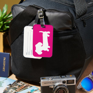 Dackel Pink Gepäckträger Gepäckmarke Gepäckanhänger