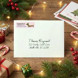 Dackel Pink Weihnachtskarte Adressetiketten