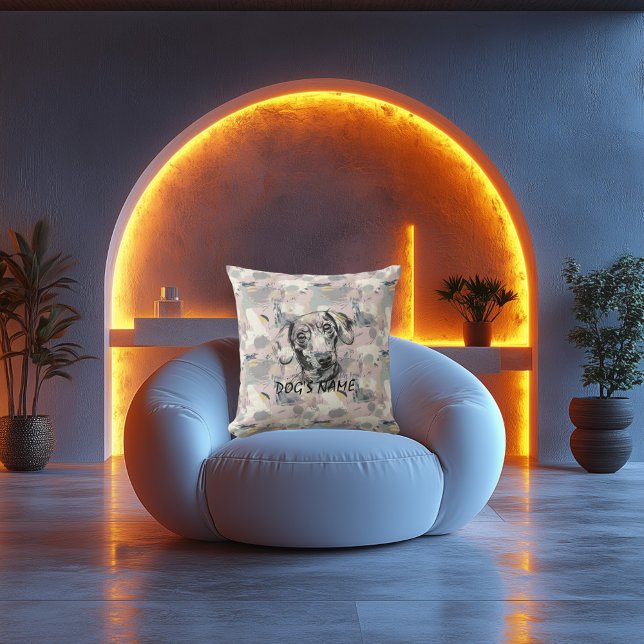 Dackel Portrait Abstraktes Muster Pillow Pattern Kissen (Von Creator hochgeladen)