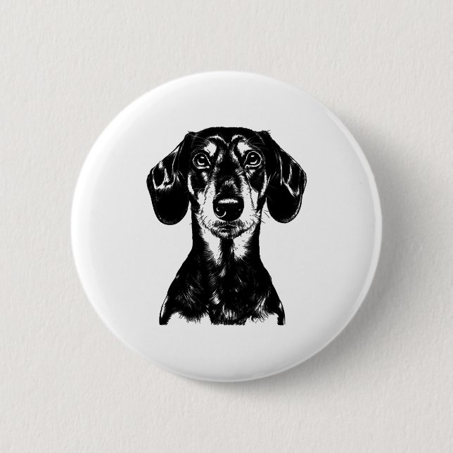Dackel Portrait Minimalistisch Apparel Button (Vorderseite)