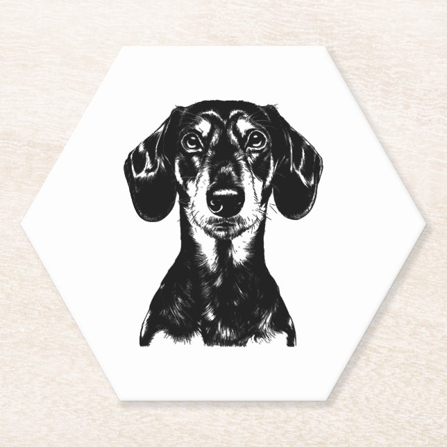 Dackel Portrait Minimalistisch Apparel Untersetzer (Vorderseite)