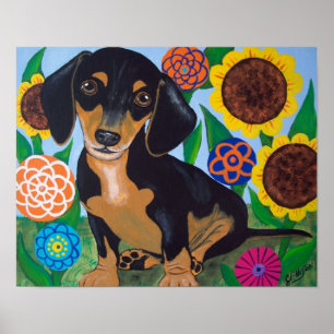 Dackel Puppy Black und Tan Print Poster