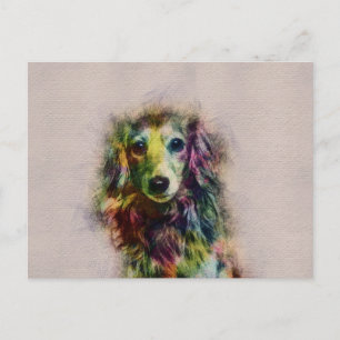 Dackel Puppy Sketch Paint Postkarte