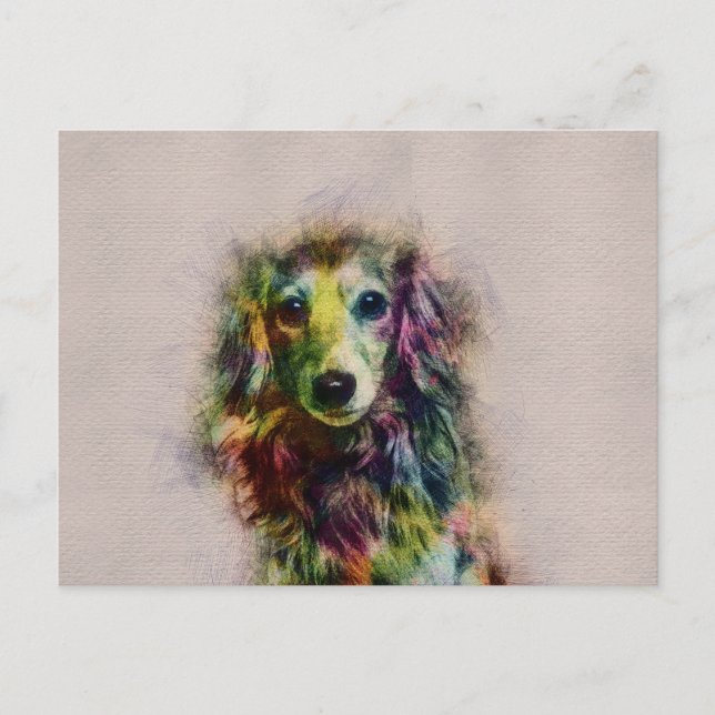 Dackel Puppy Sketch Paint Postkarte (Vorderseite)