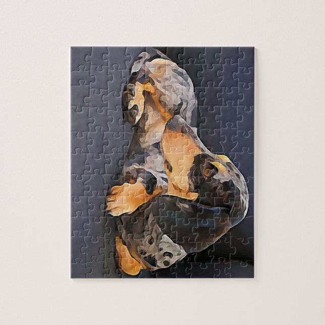 Dackel Puzzle blau (Vertikal)