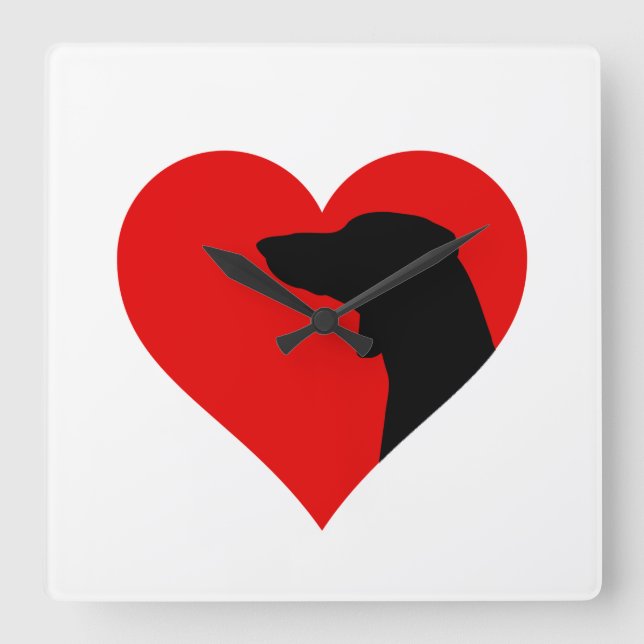 Dackel Quadratische Wanduhr (Vorderseite)