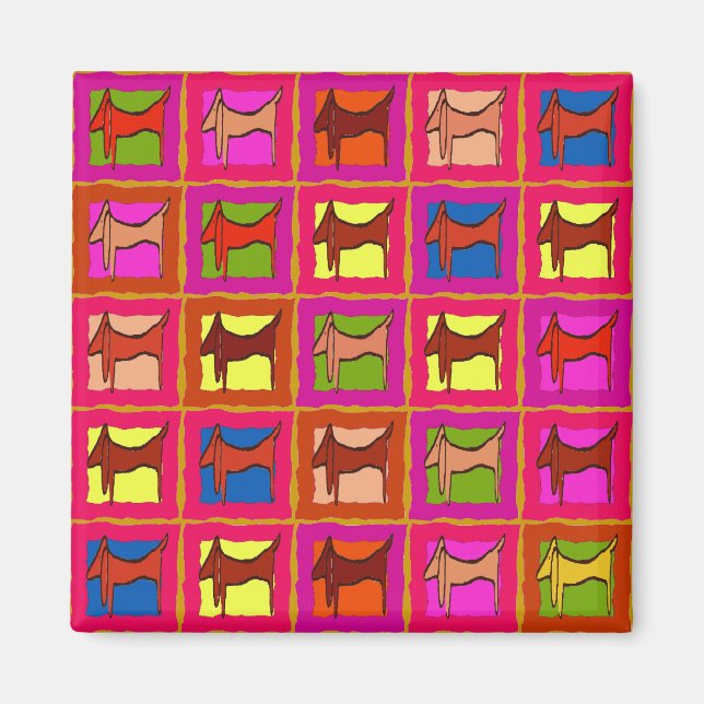 Dackel Quilt Tiled Hunde Magnet (Vorne)
