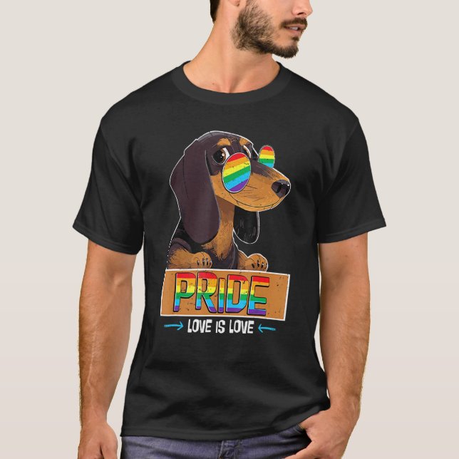 Dackel Rainbow Liebe ist Liebe LG Sensibilisierung T-Shirt (Vorderseite)