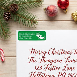 Dackel Reindeer Green Christmas Address Labels