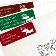 Dackel Reindeer Green Christmas Address Labels