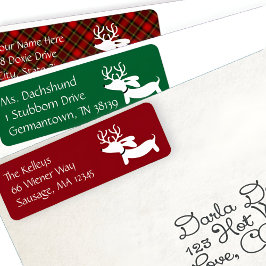 Dackel Reindeer Green Christmas Address Labels