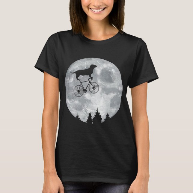 DACKEL Reiten Mondrad Halloween Mondradfahren T-Shirt (Vorderseite)