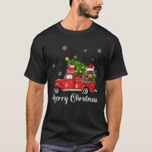 Dackel Reiten Roter Lkw Weihnachten T-Shirt