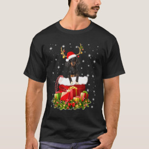 Dackel Rentiere im Santa Sack Box Kostüm T-Shirt