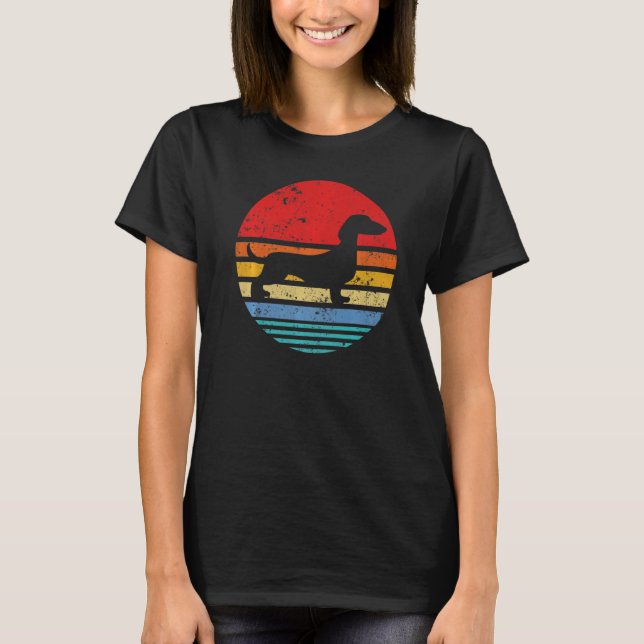 Dackel Retro Sunset Dog Daschund T-Shirt (Vorderseite)