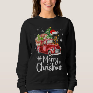 Dackel Rides Red Truck Weihnachten Pajama Sweatshirt