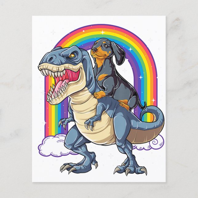 Dackel Riding Dinosaur T Rex gibt Jungen Kinder ic Flyer (Vorne)