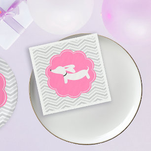 Dackel Rosa Baby Shower Party Servietten