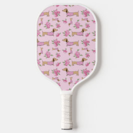 Dackel Rosa Blumengeschenk Pickleball Schläger