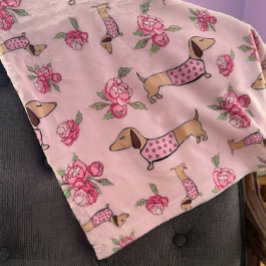 Dackel Rosa Blumenkohl Dackel Hunde Liebe Fleecedecke