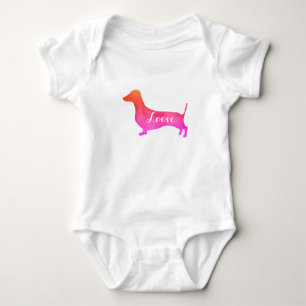 Dackel-rosa Liebe-Baby-Bodysuit Baby Strampler