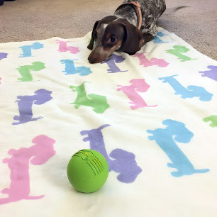 Dackel Rosa Lila blaue Grüne Pasteten Blumenbeete Fleecedecke