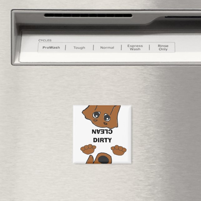 Dackel Rot Pinkeln Cartoon schmutzig sauber Magnet (In Situ (Geschirrspüler))