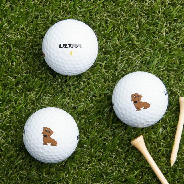 Dackel Roter Cartoon Golfball (Insitu Gras)