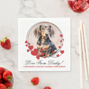 Dackel Rotes Herz Rahmen mit Hunden Foto Serviette