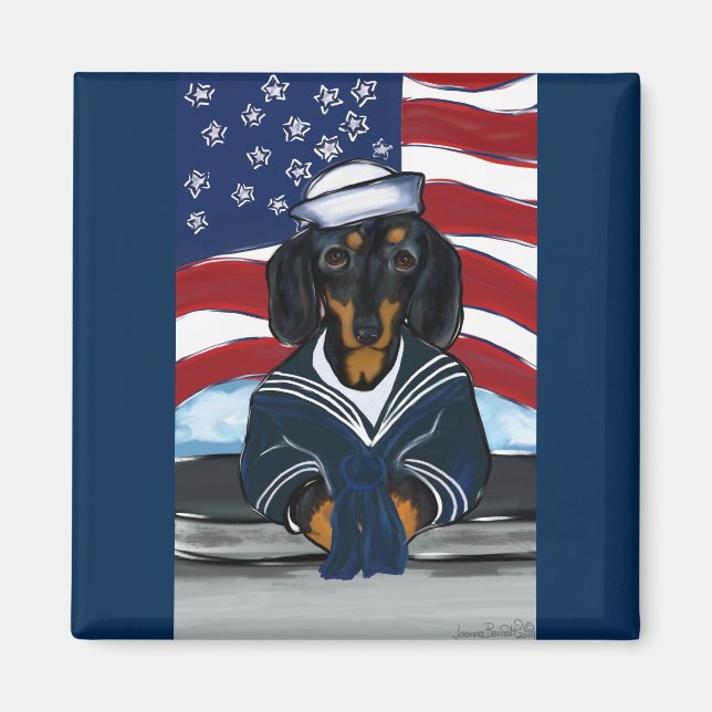 Dackel Sailor Magnet (Vorne)