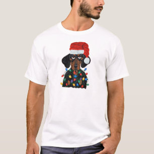 Dackel Sankt verwirrt in den Weihnachtslichtern T-Shirt