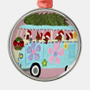 Dackel-Sankt-Weihnachten Van Silbernes Ornament