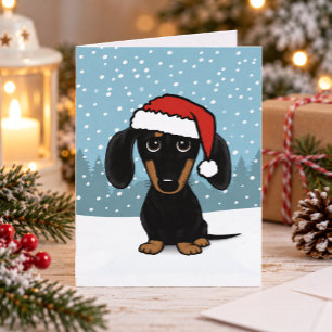 Dackel Santa Black und Tan Dackel Hund Weihnachten