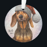 Dackel, Santa Dog, Personalisieren, Weihnachten Ornament<br><div class="desc">Personalisieren Sie diese bezaubernde Dackel Weihnachtsschmuck</div>