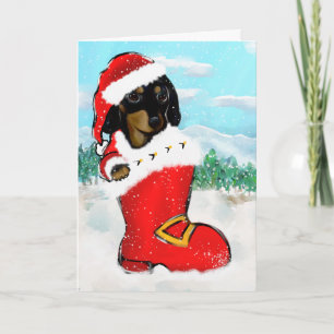 Dackel Santa Karte