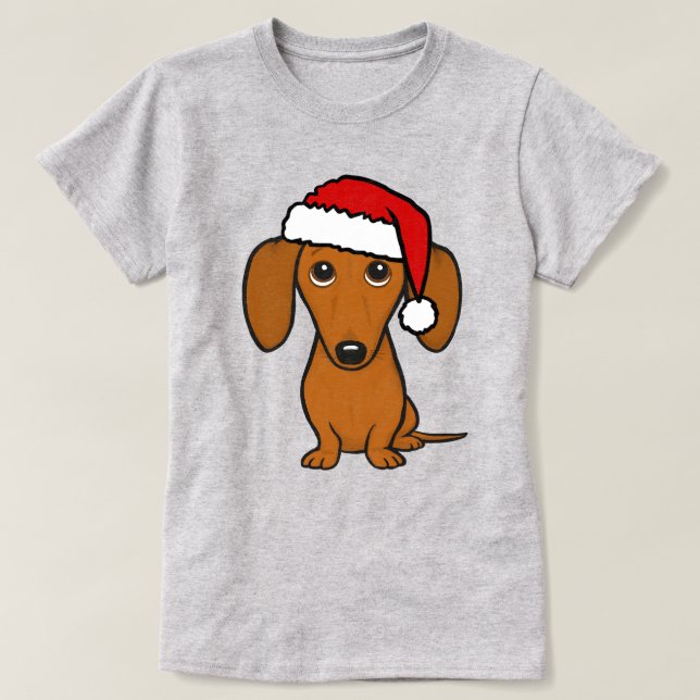 Dackel Santa Niedliche Weihnachtszeit Dackel Hunde T-Shirt (Design vorne)
