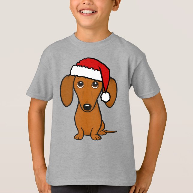 Dackel Santa Niedliche Weihnachtszeit Dackel Hunde T-Shirt (Vorderseite)