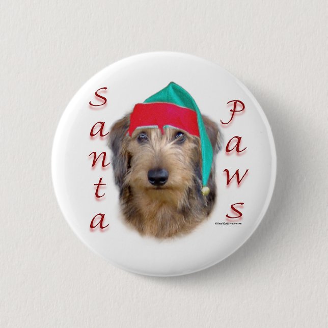 Dackel Santa Paws Button (Vorderseite)