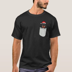 Dackel Santa Pocket Niedlich Funny Hund Mama Vater T-Shirt