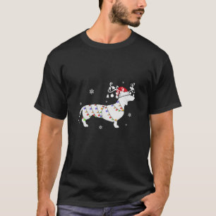 Dackel Santa Reindeer WeihnachtsLICHT Weihnachtswe T-Shirt