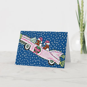 Dackel Santas Christmas Cadillac Card Feiertagskarte