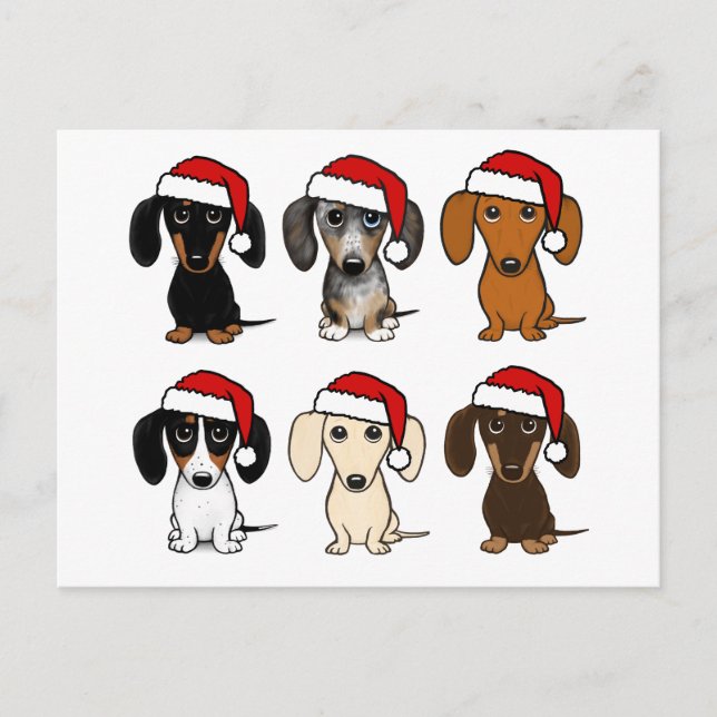 Dackel Santas Christmas Pet Hund Urlaub Custom Postkarte (Vorderseite)