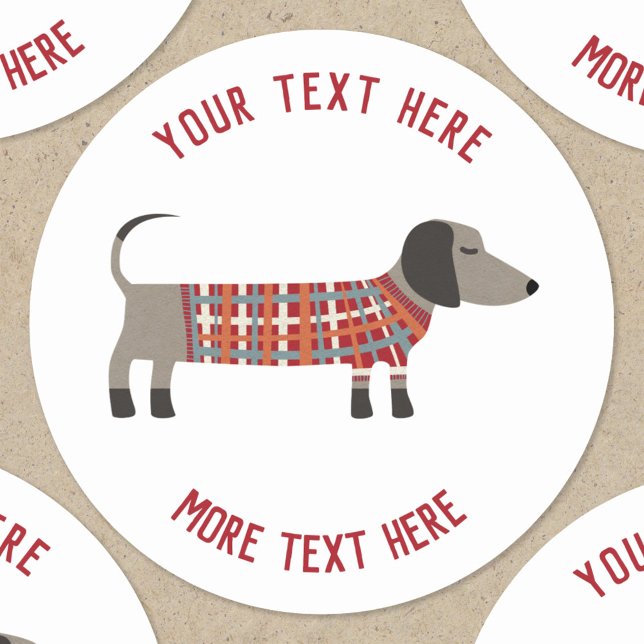 Dackel Sausage Dackel Hund Benutzerdefinierter Tex Runder Aufkleber (Dachshund Wiener Sausage Dog custom text stickers)