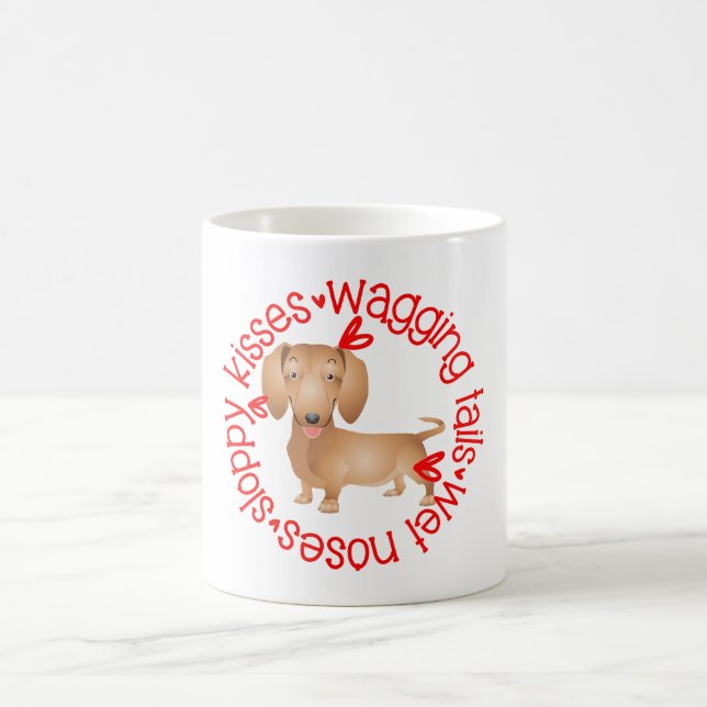 Dackel, schlampige Küsse Kaffeetasse (Mittel)