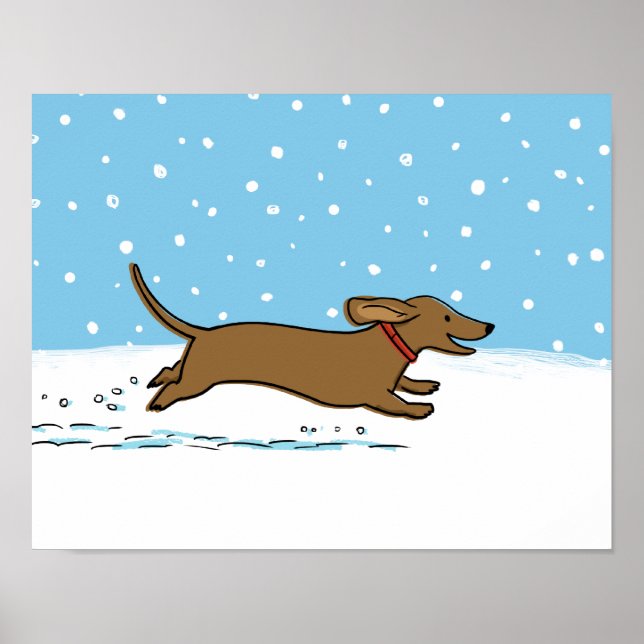 Dackel Schnee - Happy Winter Dackel Hunde Urlaub Poster (Vorne)