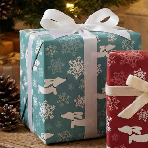 Dackel Schneeflocken Aquamarine Weihnachtsgeschenk Geschenkpapier