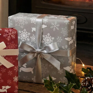 Dackel Schneeflocken Silberes Weihnachtsgeschenk W Geschenkpapier