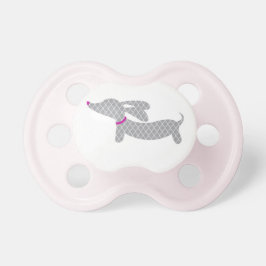 Dackel Schnuller | Graues Design mit rosa Akzenten