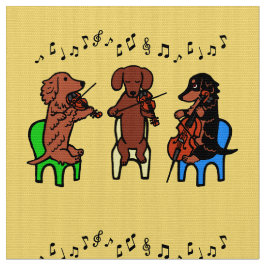 Dackel-Schnur-Trio-Musiker-Gewebe-Gelb Stoff