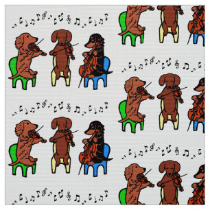 Dackel-Schnur-Trio-Musiker-Gewebe Stoff